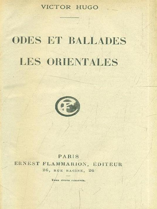 Odes et ballades - Les orientales - Victor Hugo - copertina