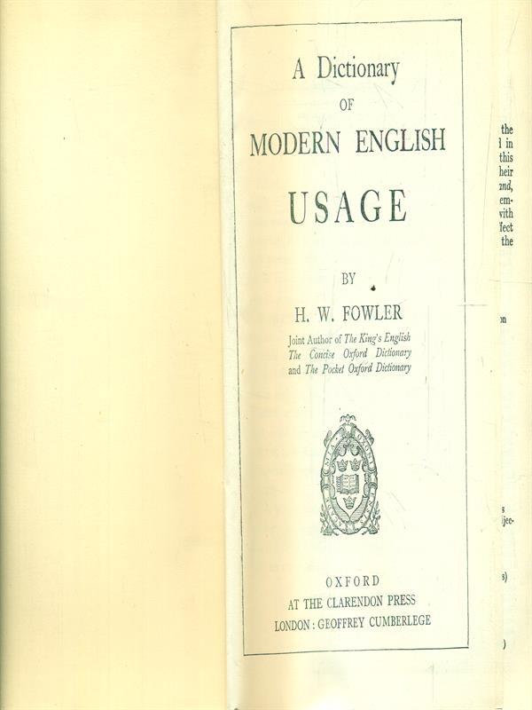 A Dictionary of Modern English Usage