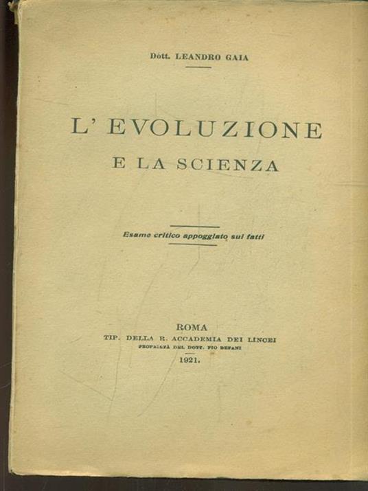 L' evoluzione e la scienza - Leandro Gaia - copertina