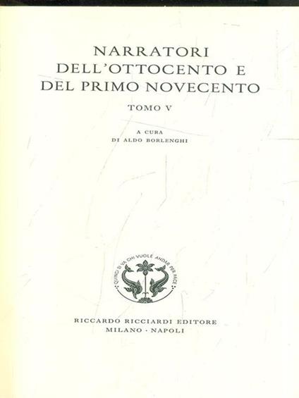 Narratori dell'ottocento e del primo novecento - tomo V - copertina