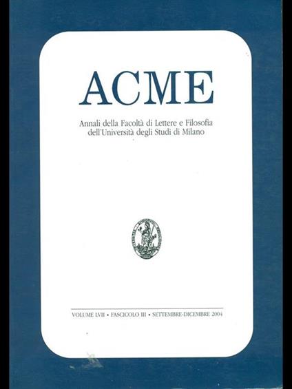 Acme. Vol. LVII. Fascicolo III - copertina