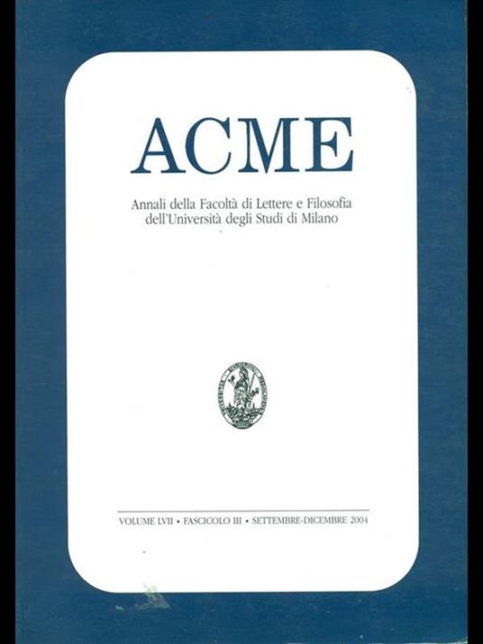 Acme. Vol. LVII. Fascicolo III - copertina