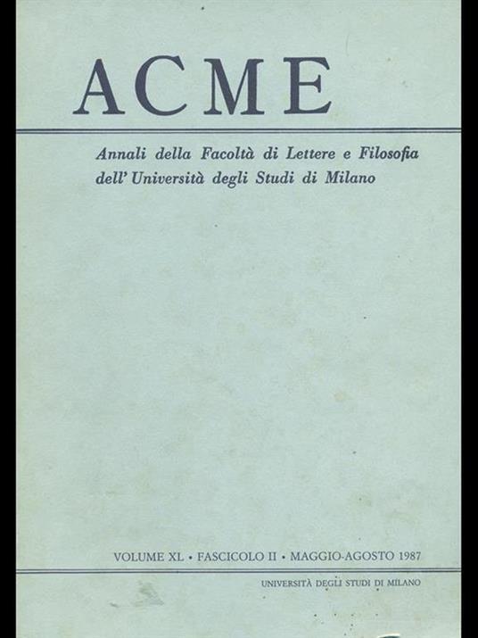Acme. Vol. XL. Fascicolo II - copertina