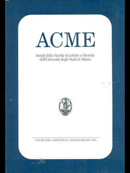 Acme. Vol. LVIII. Fascicolo II - copertina