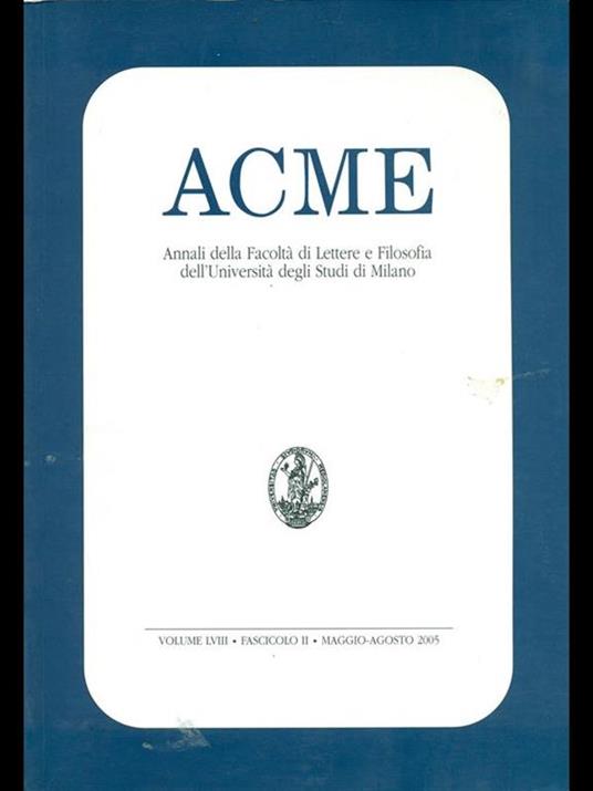 Acme. Vol. LVIII. Fascicolo II - copertina