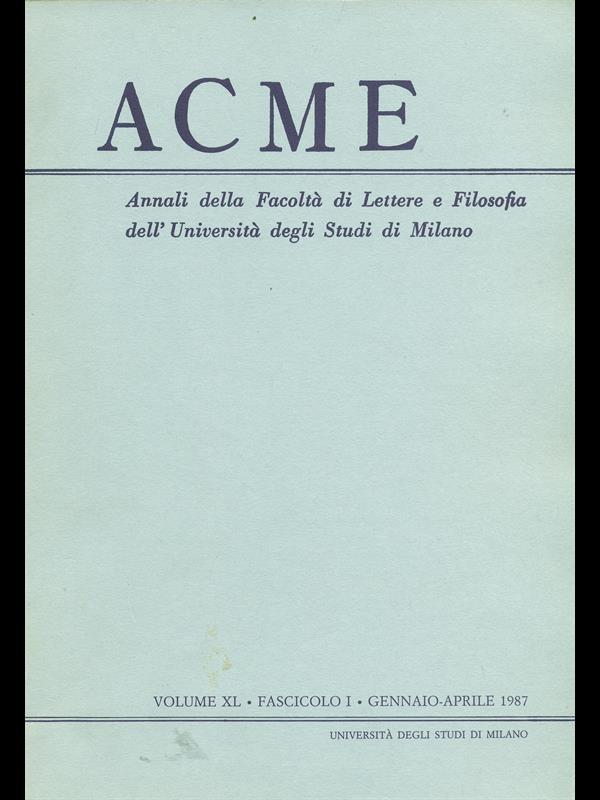 Acme. Vol. XL. Fascicolo I
