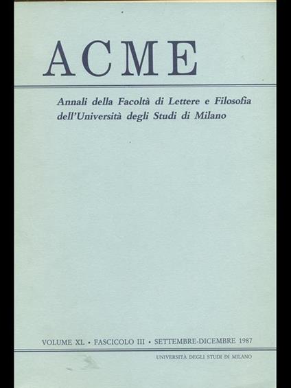 Acme. Vol. XL. Fascicolo III - copertina