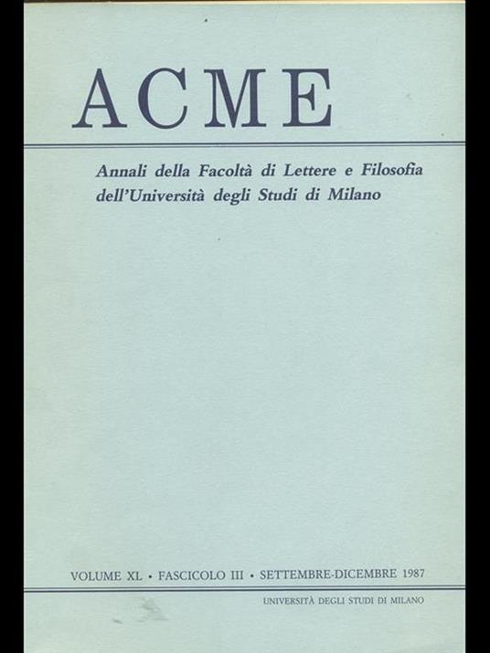 Acme. Vol. XL. Fascicolo III - copertina