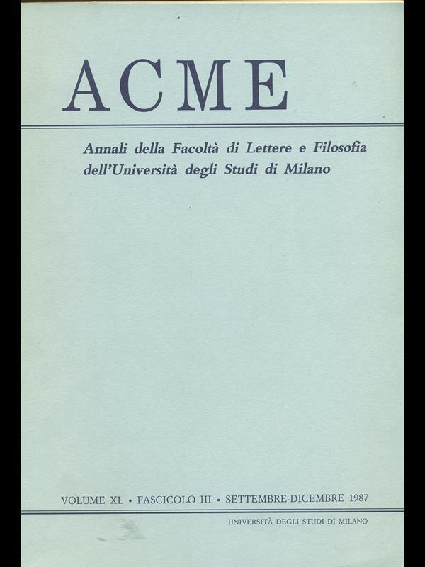 Acme. Vol. XL. Fascicolo III