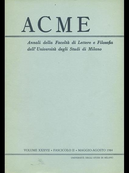 Acme. Vol. XXXVII. Fascicolo II - copertina