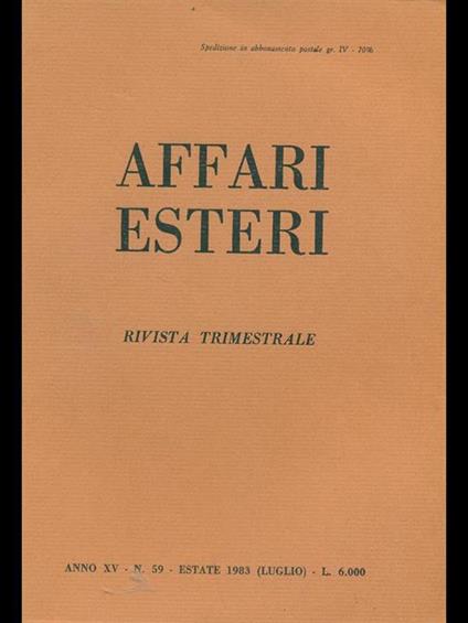 Affari esteri n. 69. Estate 1983 - copertina