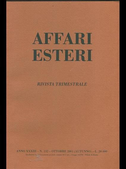 Affari esteri n. 132. Ottobre 2001 - copertina