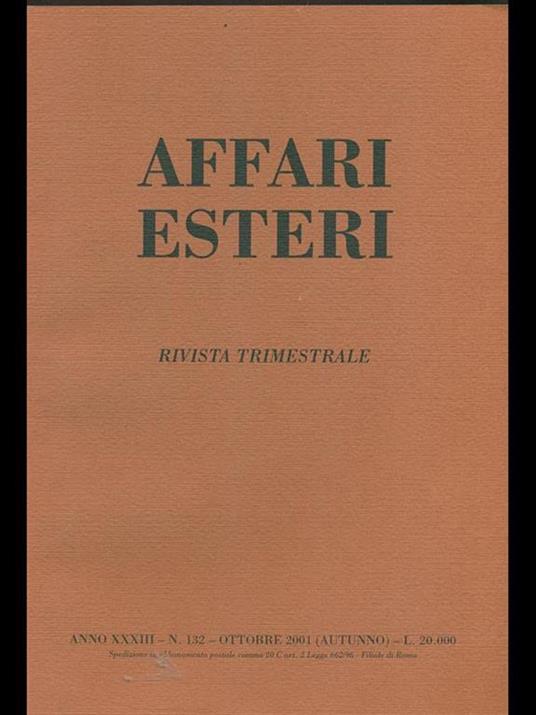Affari esteri n. 132. Ottobre 2001 - copertina