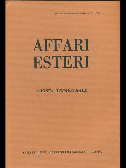 Affari esteri n. 57. Inverno 1983 - copertina