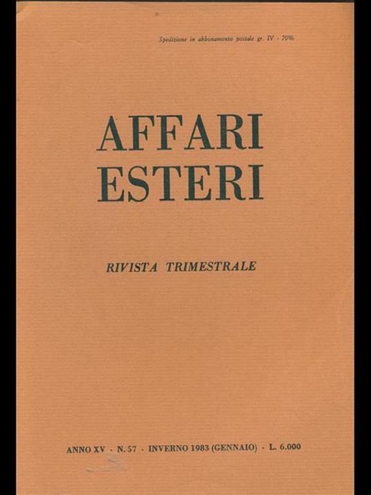 Affari esteri n. 57. Inverno 1983 - copertina