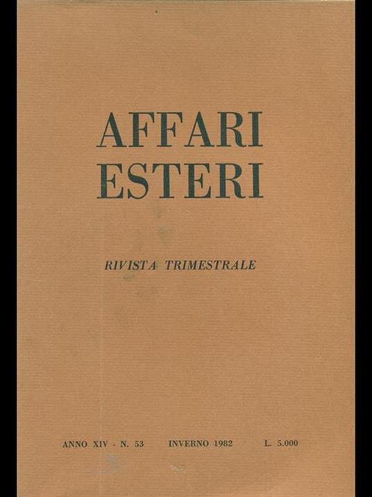 Affari esteri n. 53. Inverno 1982 - copertina