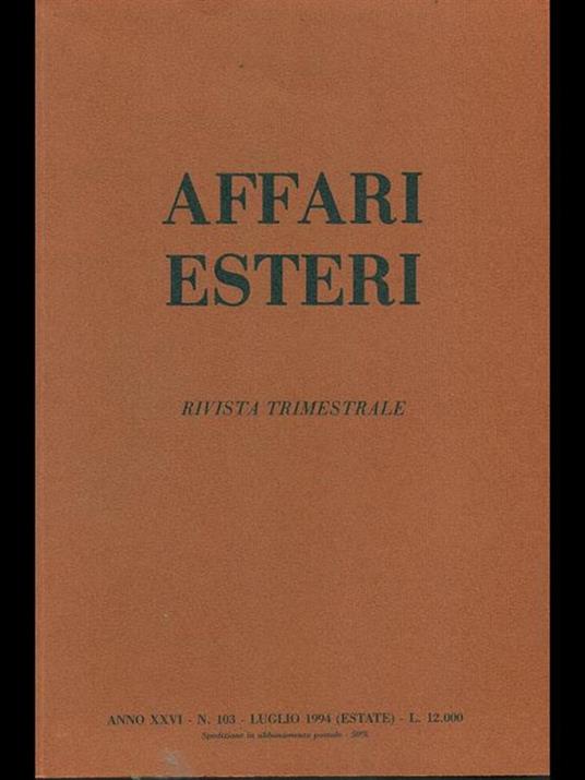 Affari esteri n. 103. Luglio 1994 - copertina