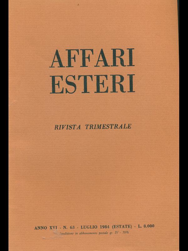 Affari esteri n. 63. Luglio 1984
