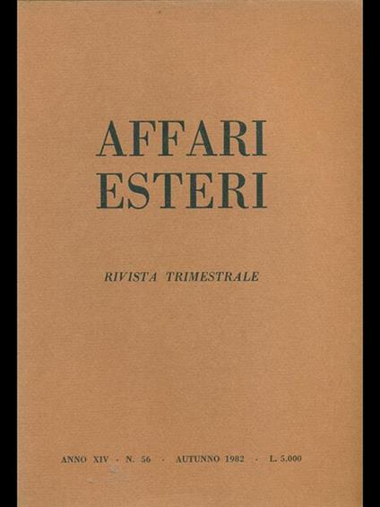 Affari esteri n. 56 / Autunno 1982 - copertina