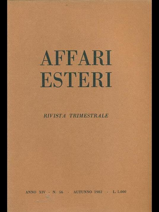 Affari esteri n. 56 / Autunno 1982 - copertina