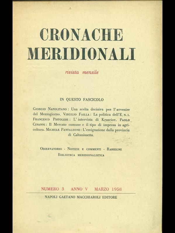 Cronache meridionali 3. Marzo 1958