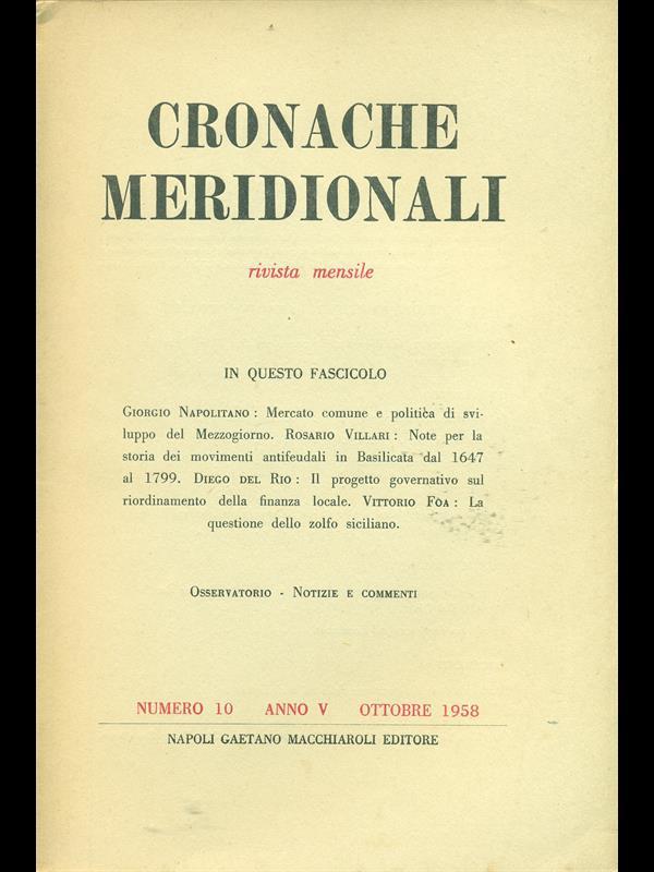 Cronache meridionali 10. Ottobre 1958