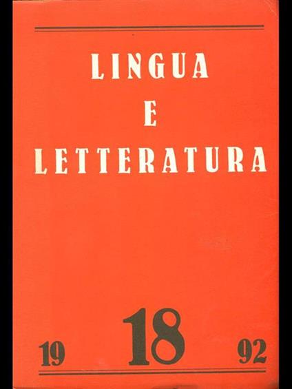 Lingua e letteratura 18. 1992 - copertina