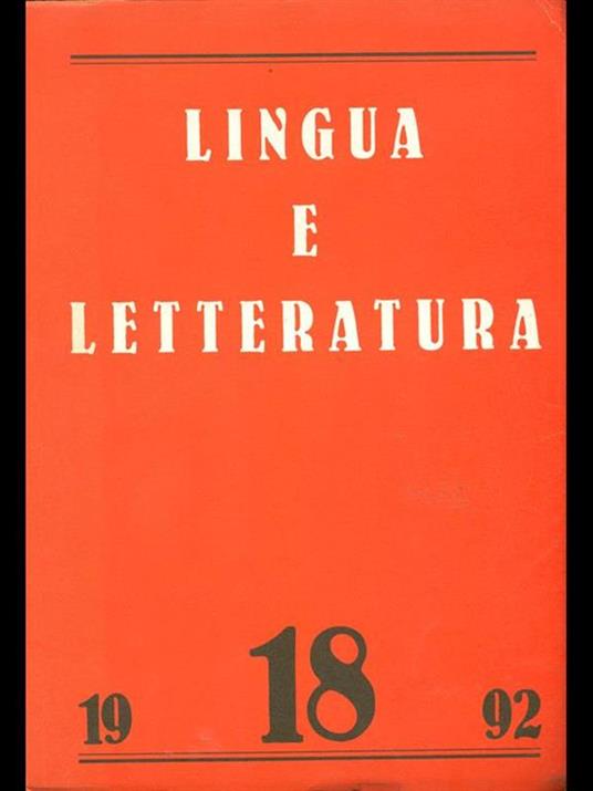 Lingua e letteratura 18. 1992 - copertina