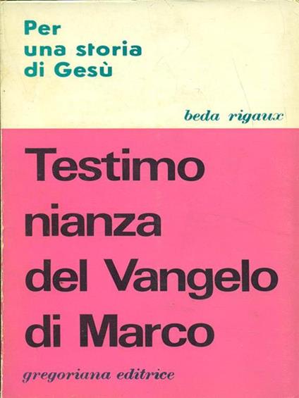 Testimonianza del Vangelo di Marco - Rigau - copertina