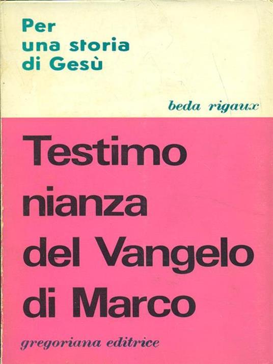 Testimonianza del Vangelo di Marco - Rigau - copertina