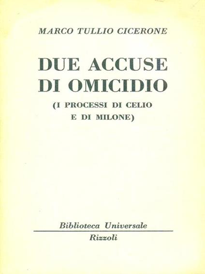 Due accuse di omicidio - M. Tullio Cicerone - copertina