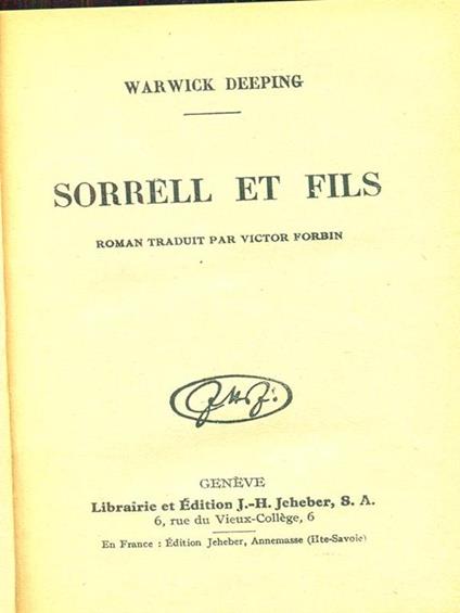 Sorrell et fils - Warwick Deeping - copertina