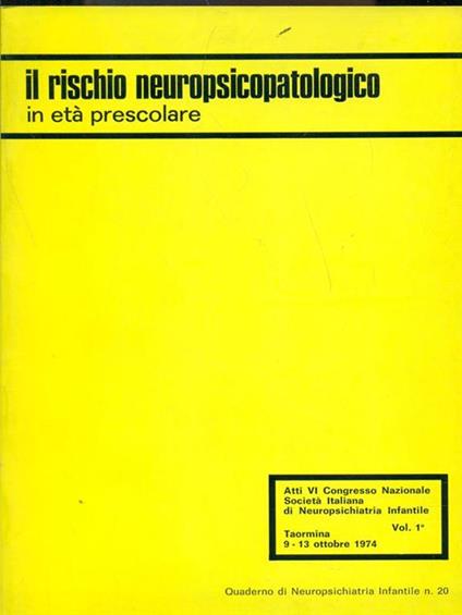 Il rischio neuropsicopatologico in età prescolare - copertina