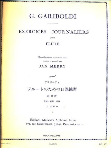 Exercices Journaliers pour flute - copertina