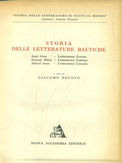 Storia delle letterature baltiche - Giacomo Devoto - copertina