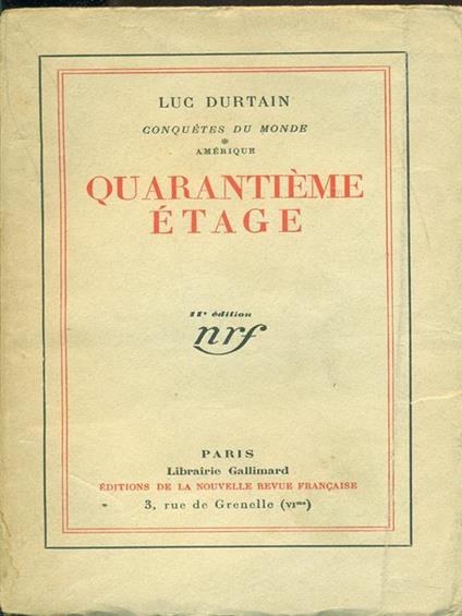 Quarantieme etage - Luc Durtain - copertina
