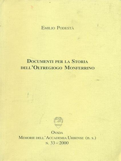 Documenti per la Storia dell'Oltregioco Monferrino - copertina