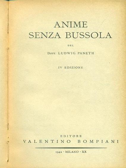 Anime senza bussola - Ludwig Paneth - copertina