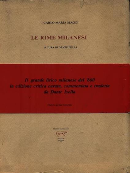Le rime milanesi - Carlo M. Maggi - copertina