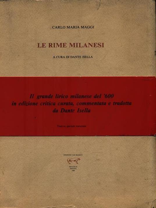 Le rime milanesi - Carlo M. Maggi - copertina