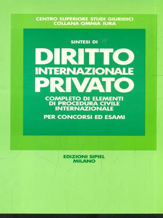 Sintesi di diritto internazionale privato - copertina