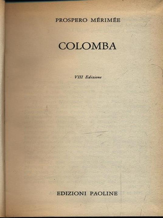 Colomba - Prospero Merimee - copertina