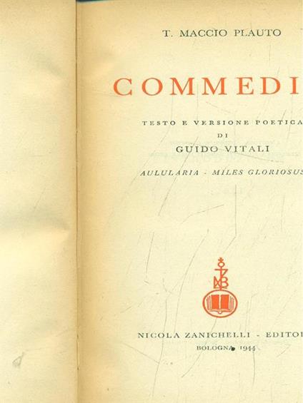 Commedie Vol. 1 - T. Maccio Plauto - copertina