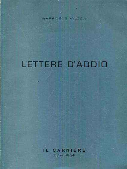 Lettere d'addio - Raffaele Vacca - copertina