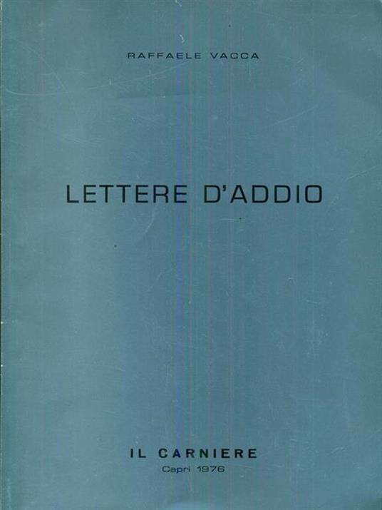 Lettere d'addio - Raffaele Vacca - copertina
