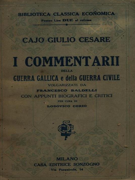 I commentarii della guerra gallica e della guerra civile - copertina