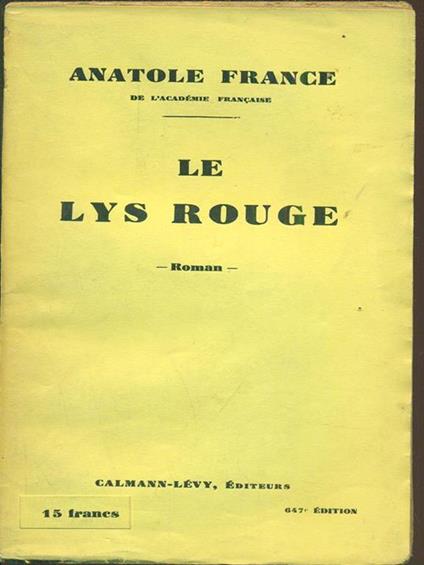 Le lys rouge - Anatole France - copertina