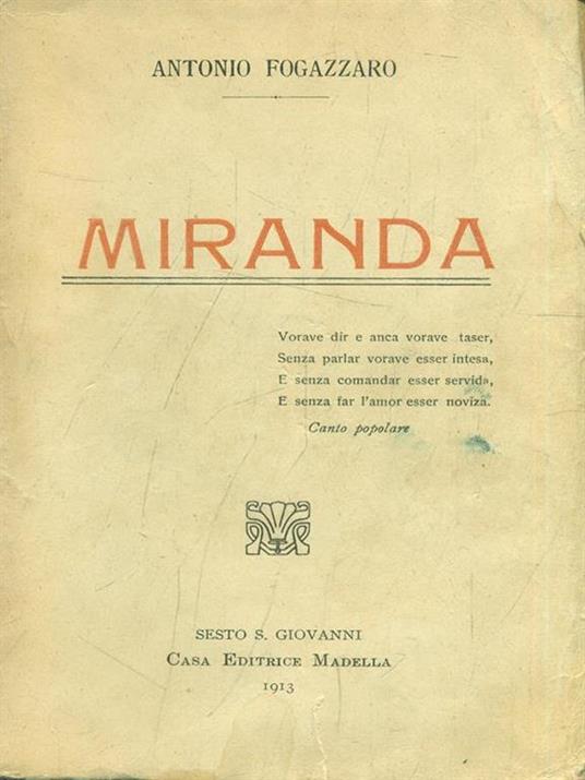 Miranda - Antonio Fogazzaro - copertina