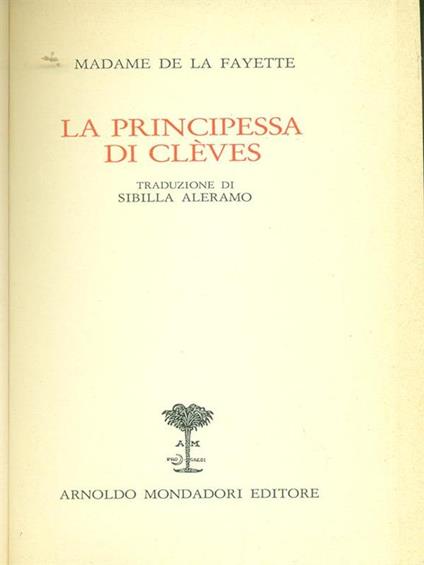 La principessa di Cléves - M. Madeleine La Fayette - copertina