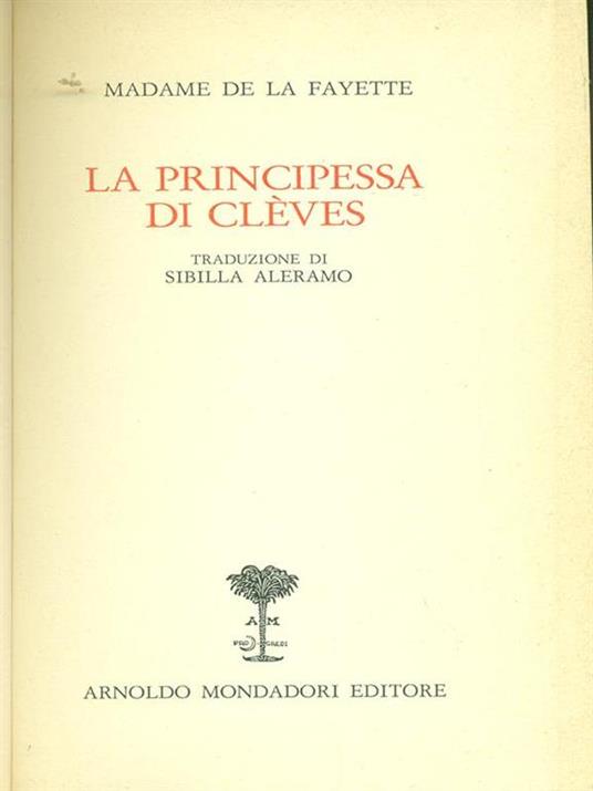 La principessa di Cléves - M. Madeleine La Fayette - copertina